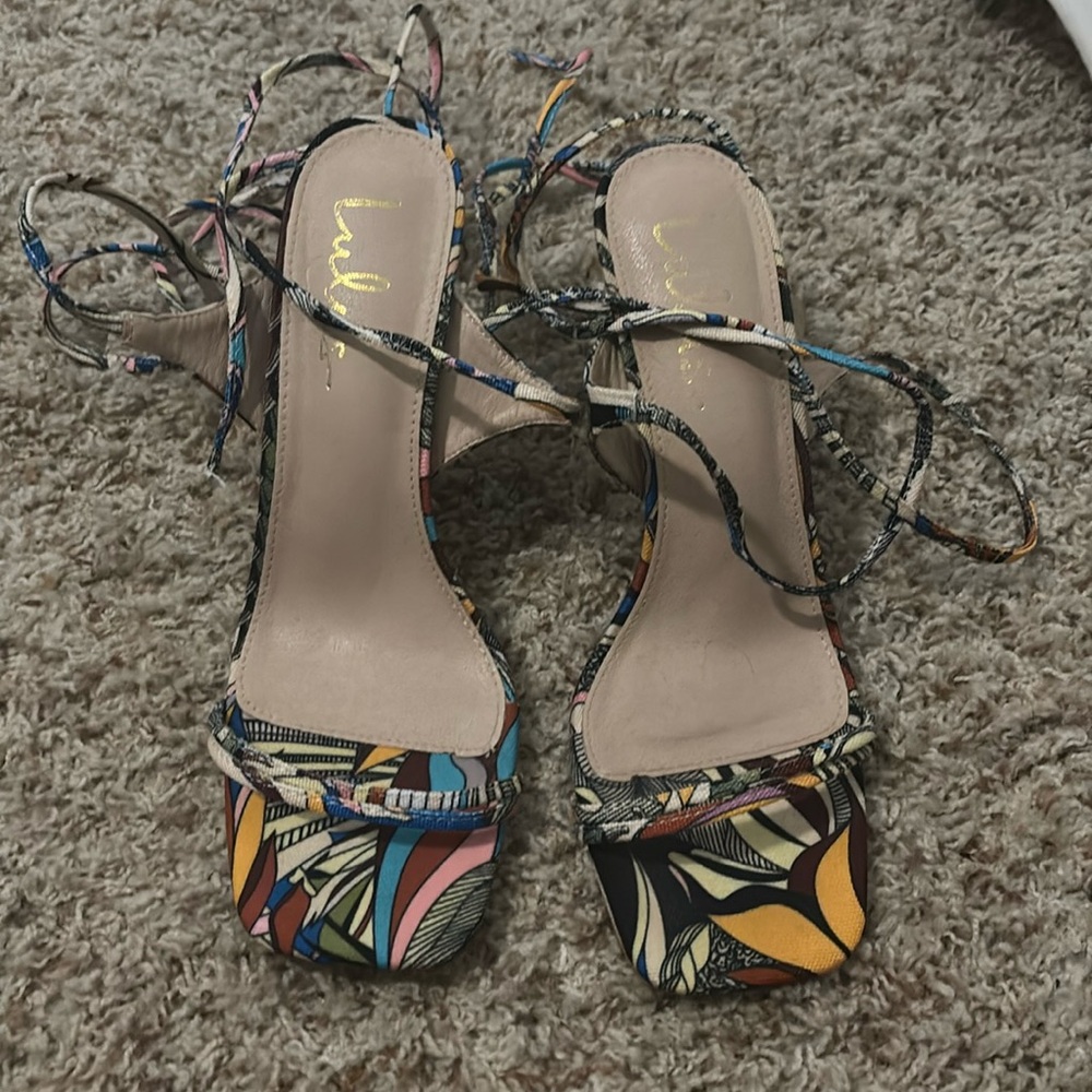 Strap lace up heels